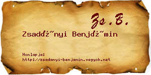 Zsadányi Benjámin névjegykártya